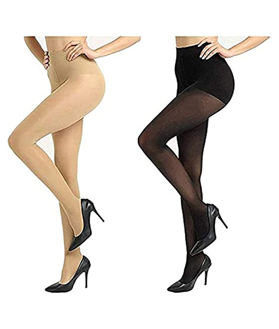 Women’s/Girls’s High Waist Pantyhose Sheer Tights Stockings, Skin/Black