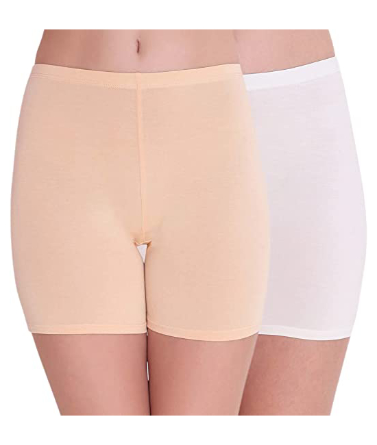 Women’s Cotton Lycra Cycling Shorts/Yoga shorts/Night Shorts/Under Skirt Safety Shorts (Pack of 2)