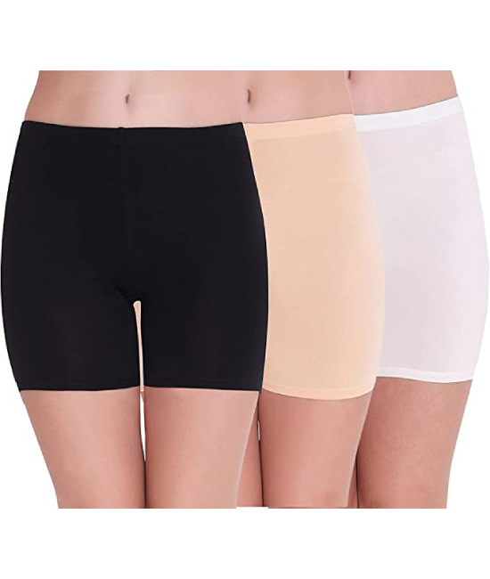 Women’s Cotton Lycra Cycling Shorts/Yoga shorts/Night Shorts/Under Skirt Safety Shorts (Pack of 3)