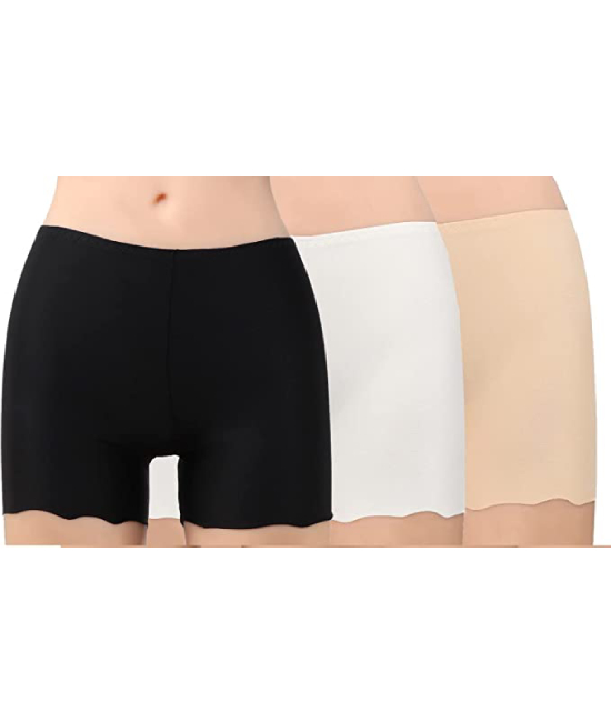 Women’s/Girl’s Seamless Smooth Ice Silk Boyshort Panty/Cycling Shorts/Under Skirt Shorts,Free Size (Pack Of 3)