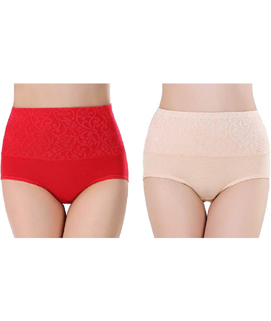 Women’s Cotton High Waist Full Coverage Self Design High Waist Tummy Shaping/Tummy Control/Tummy Shaper Panty,Free Size (Pack Of 2 Panty)