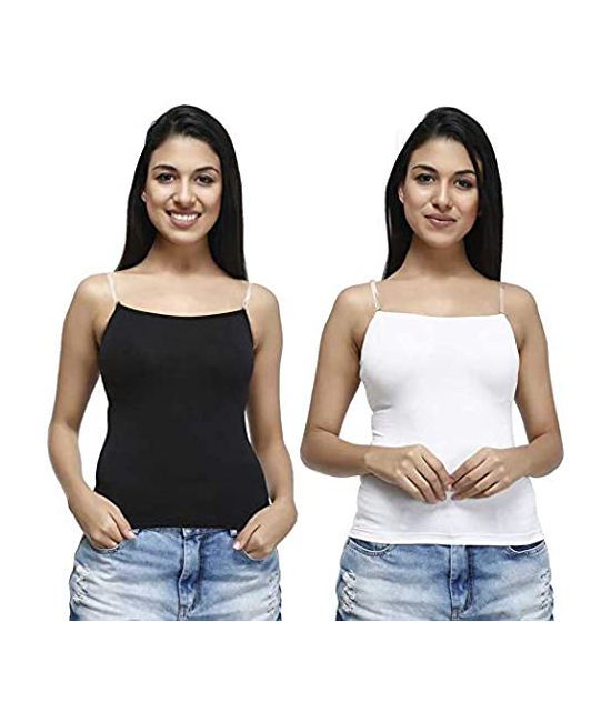Women’s Padded Cotton Adjustable Camisole With Built-in Shelf Bra (Pack of 2)