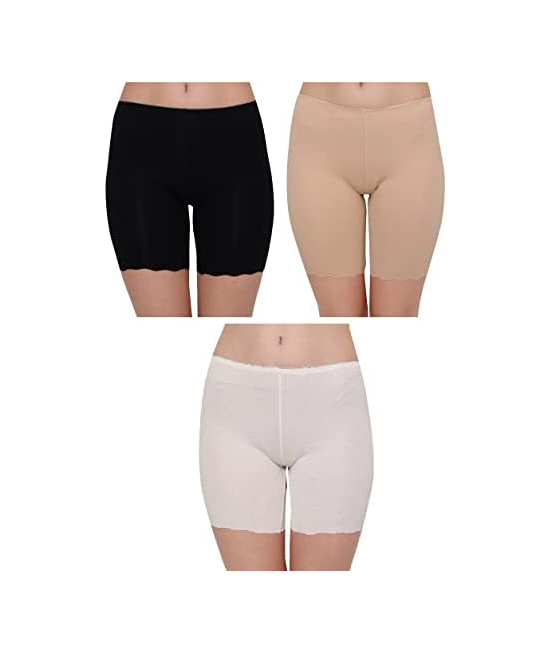 Women’s Cotton Seamless Cycling Shorts/Under Skirt Shorts, (Pack Of 3)