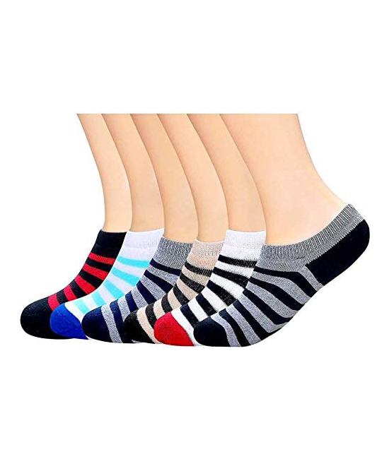 Anti Slip Cotton No Show Low Cut Invisible Loafer Socks (Pack Of 6) Assorted Colors